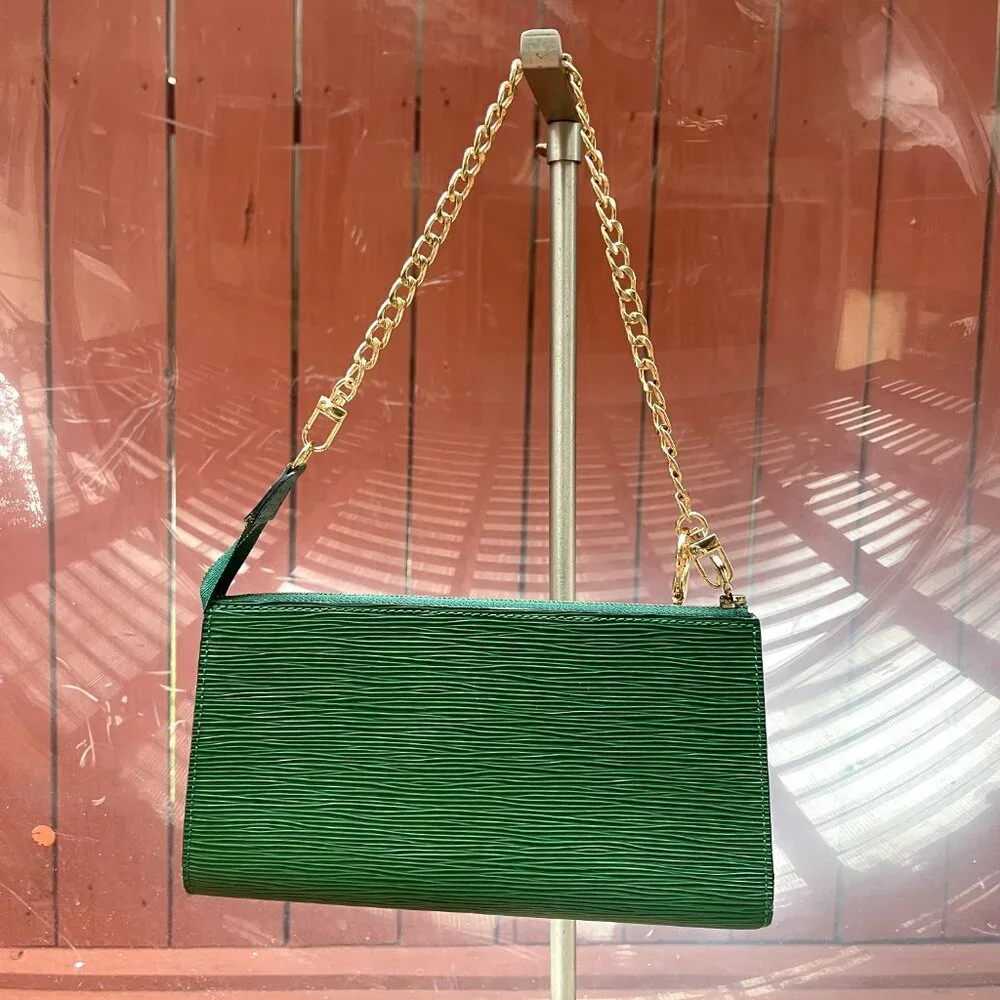 Louis Vuitton Green Epi Vintage Leather Pochette Clutch Shoulder Bag - Picture 4 of 16